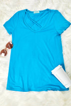 Rayon spandex criss cross fit it top (P1307)