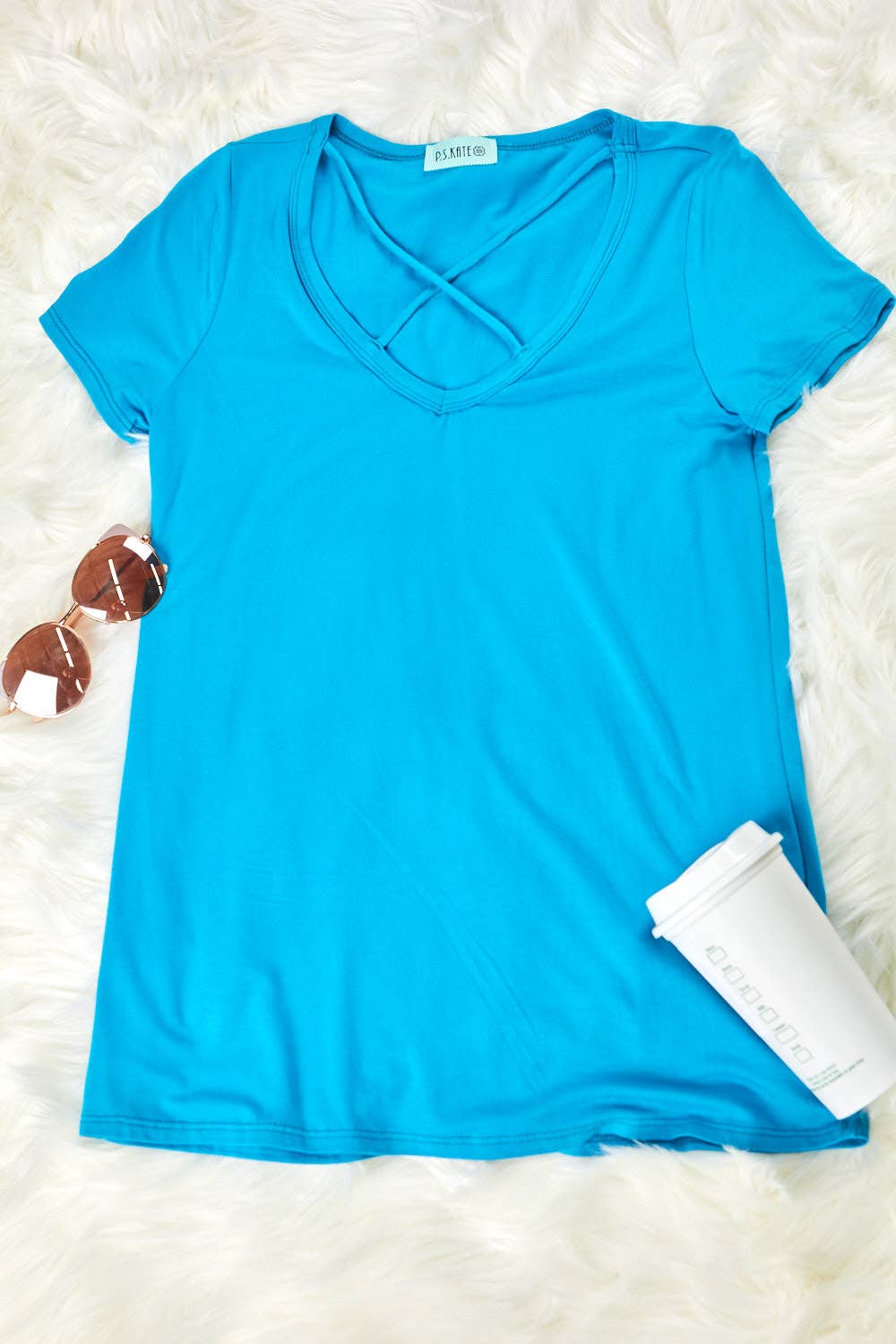 Rayon spandex criss cross fit it top (P1307)
