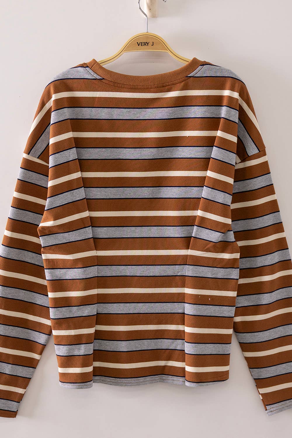 NT12979-Stripe Waist Pleated Top