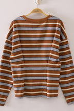 NT12979-Stripe Waist Pleated Top