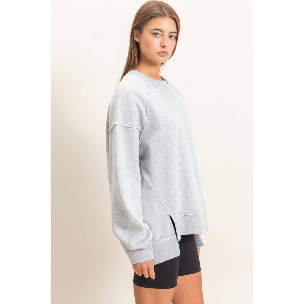 Acid Wash Raw Edge Sweatshirt