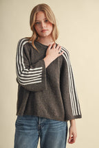 STRIPED 3/4 SLEEVE SWEATER MSW11585