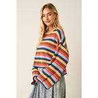 MULTICOLOR STRIPED SWEATER KNIT TOP
