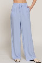 Waist Band with String Stripe Print Woven Pants