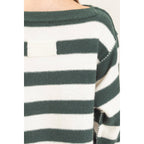 Striped Boat Neck Knit Sweater
