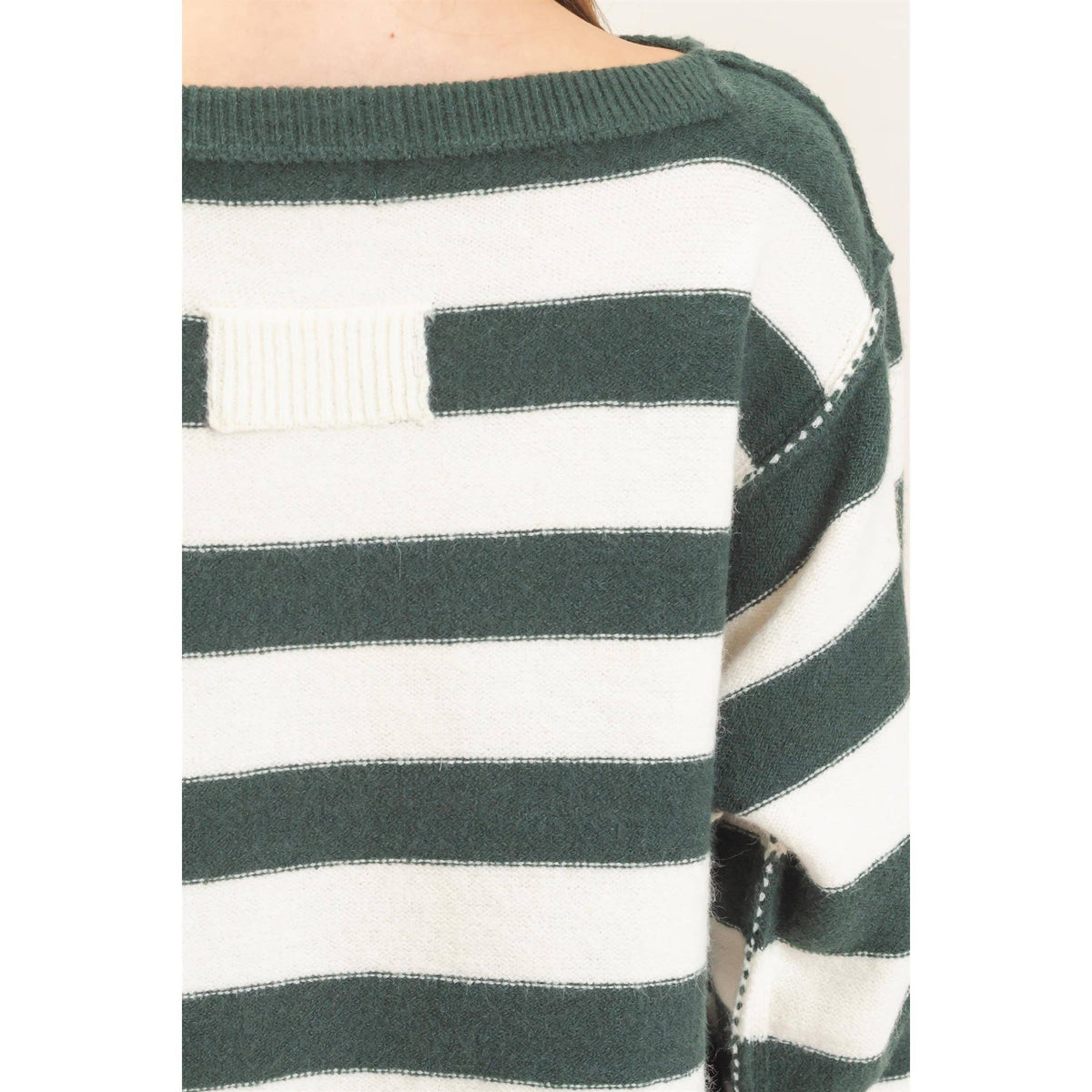 Striped Boat Neck Knit Sweater