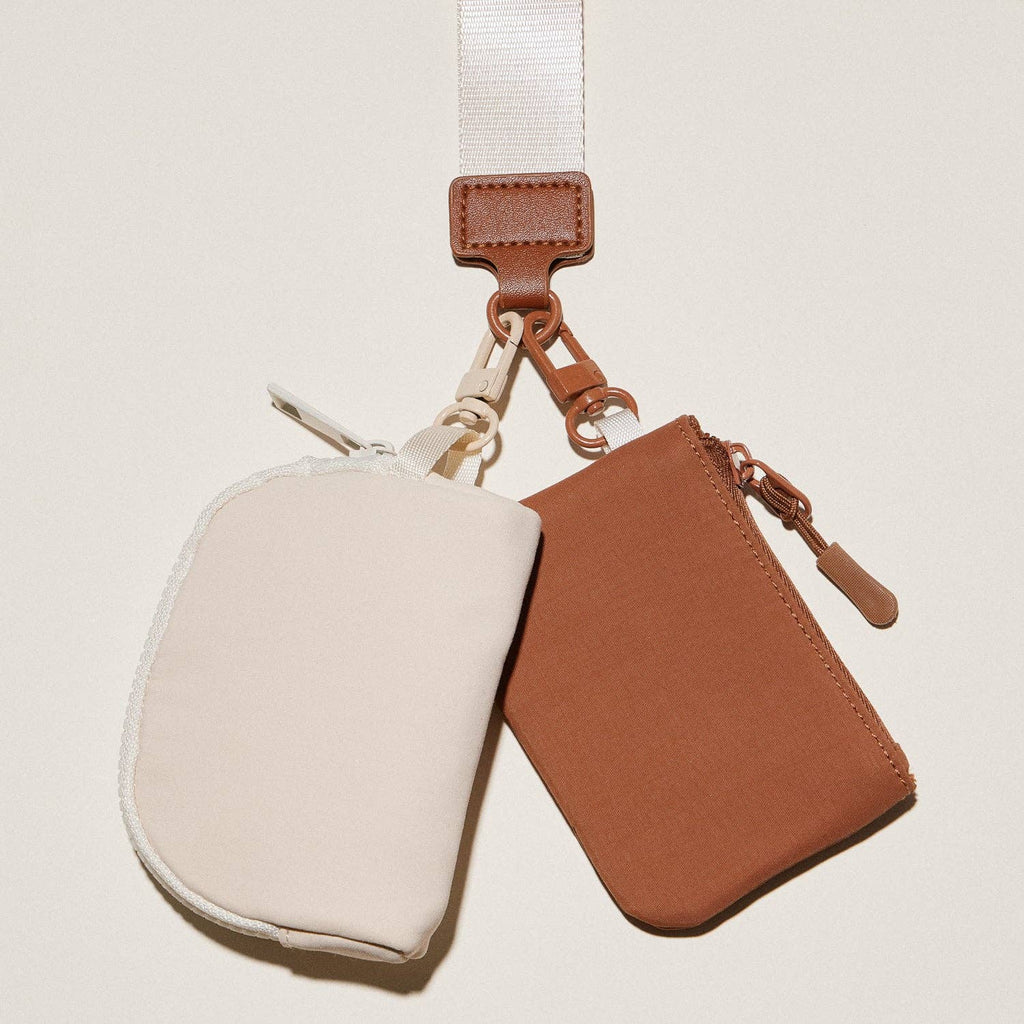 Fabric Dual Pouch Wristlet Wallet | Keychain Holder