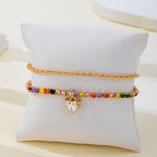 Multi-Color Crystal Heart Charm Tennis Bracelet | 80B1829