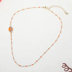 Football Charm Accent Dainty Beaded Game Day Chain Necklace