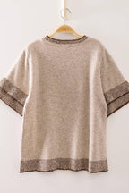12W3712N-Soft Touch Contrast Rib Knit Top