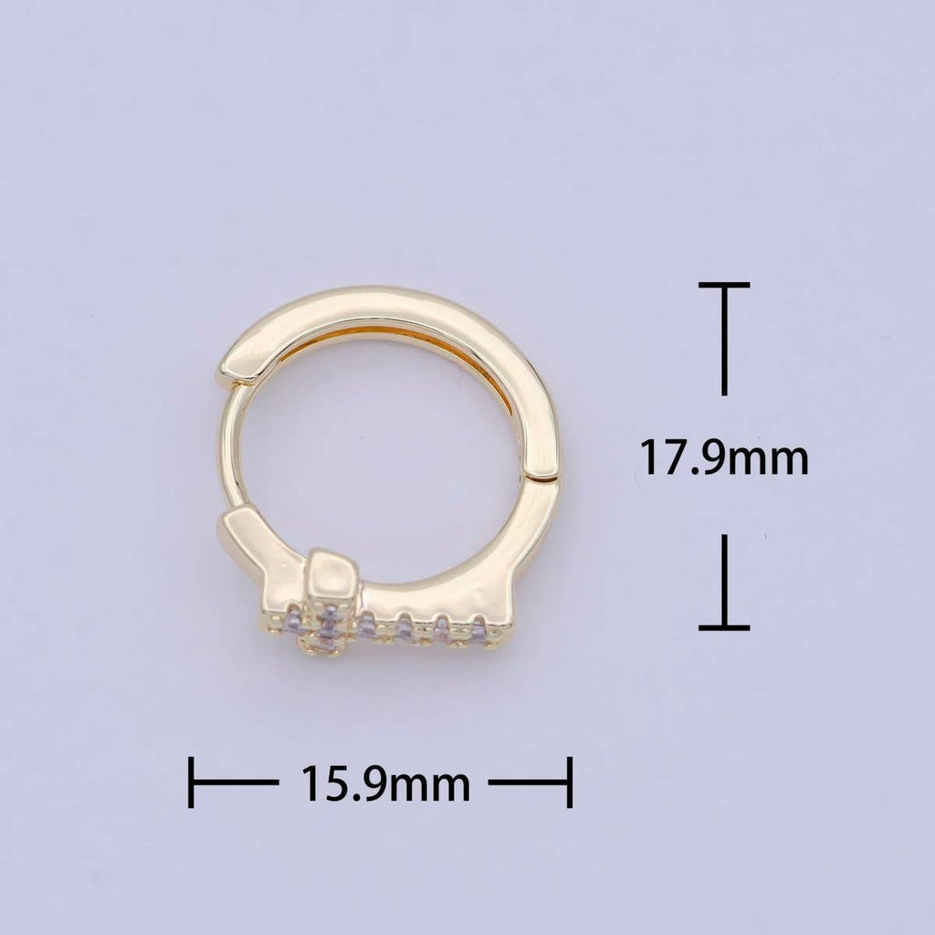 Cross Gold Hoop Earring