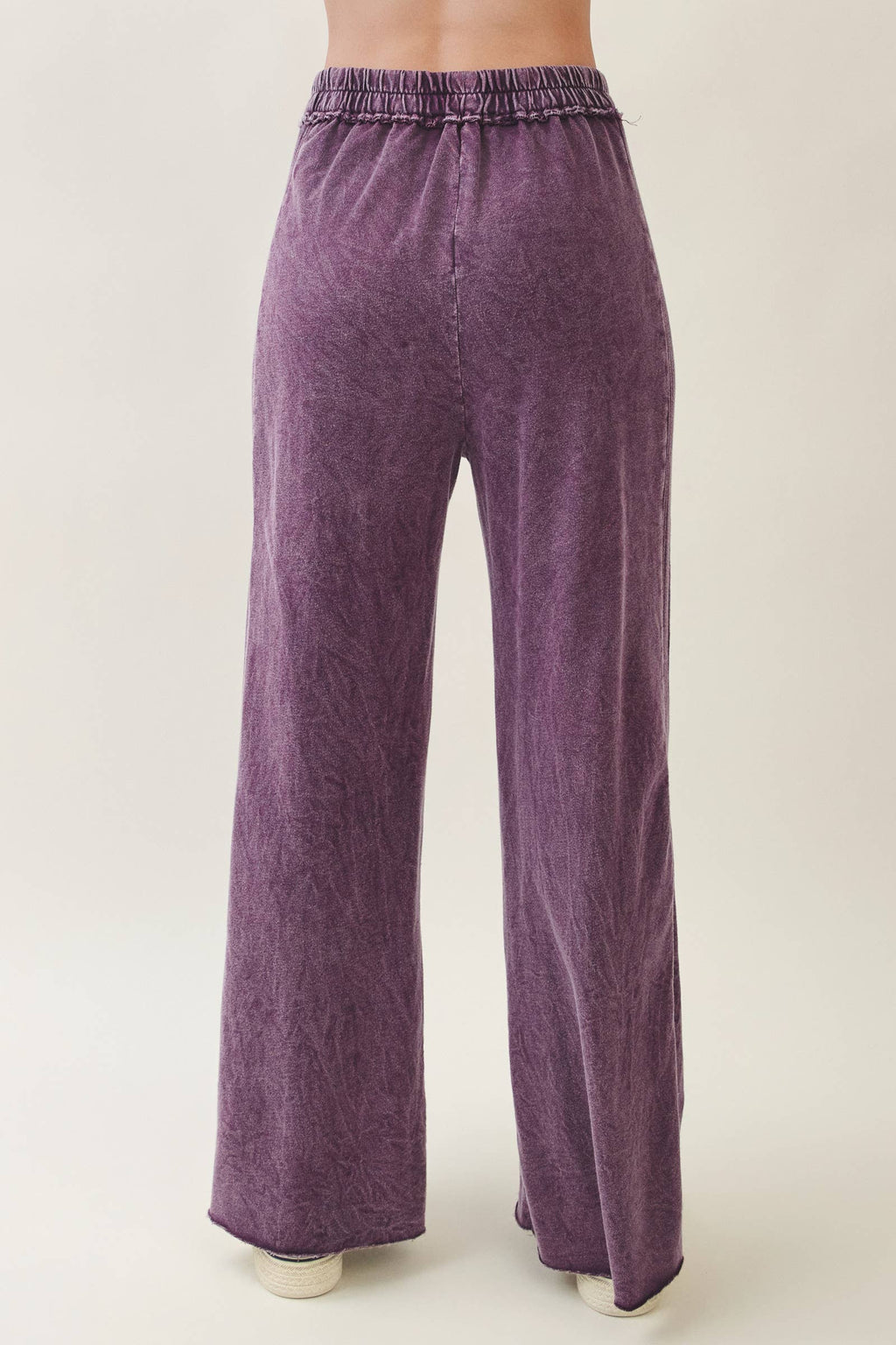 Mineral Wash Side Knit detail wide leg pants HE5878P