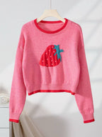 Strawberry Print Knit Sweater