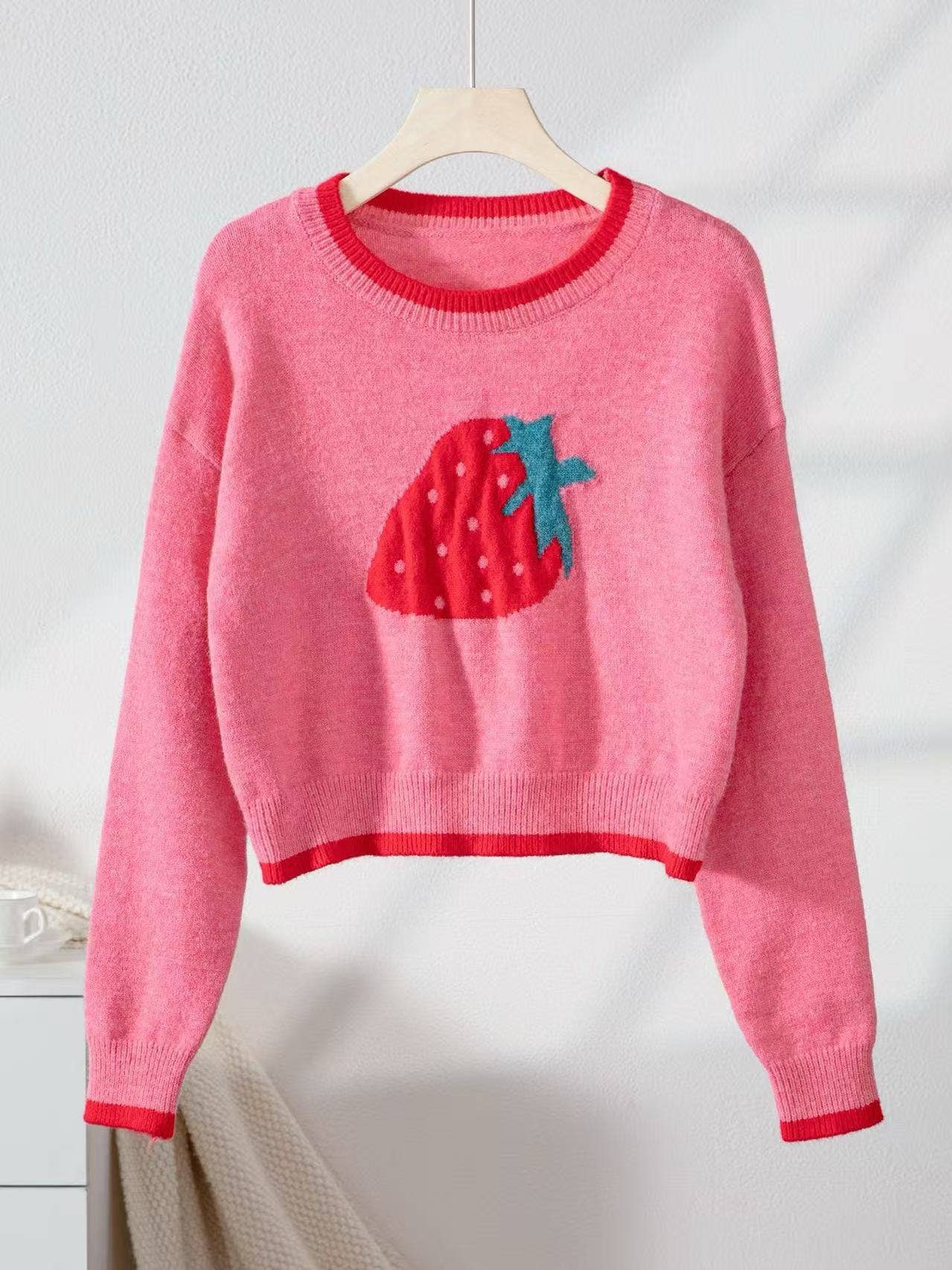 Strawberry Print Knit Sweater