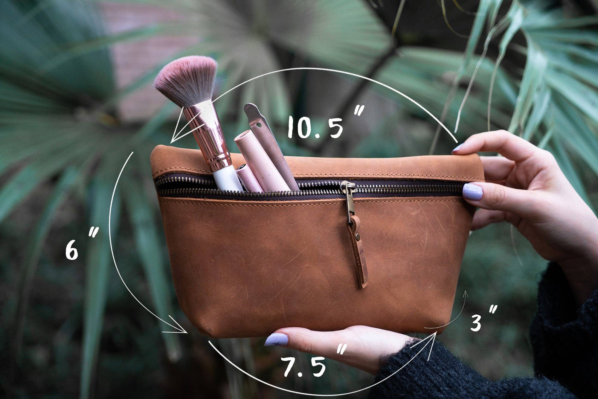 Personalized Leather Make Up Bag, Perfect Bridesmaid Gift, Makeup Organizer, Cosmetic Bag, Makeup Case, Make Up Bag Gift for Women, Personalized Makeup Bag