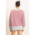 Striped Mock Neck Sweatshirt