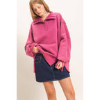 Mineral Wash Snap Collar Pullover