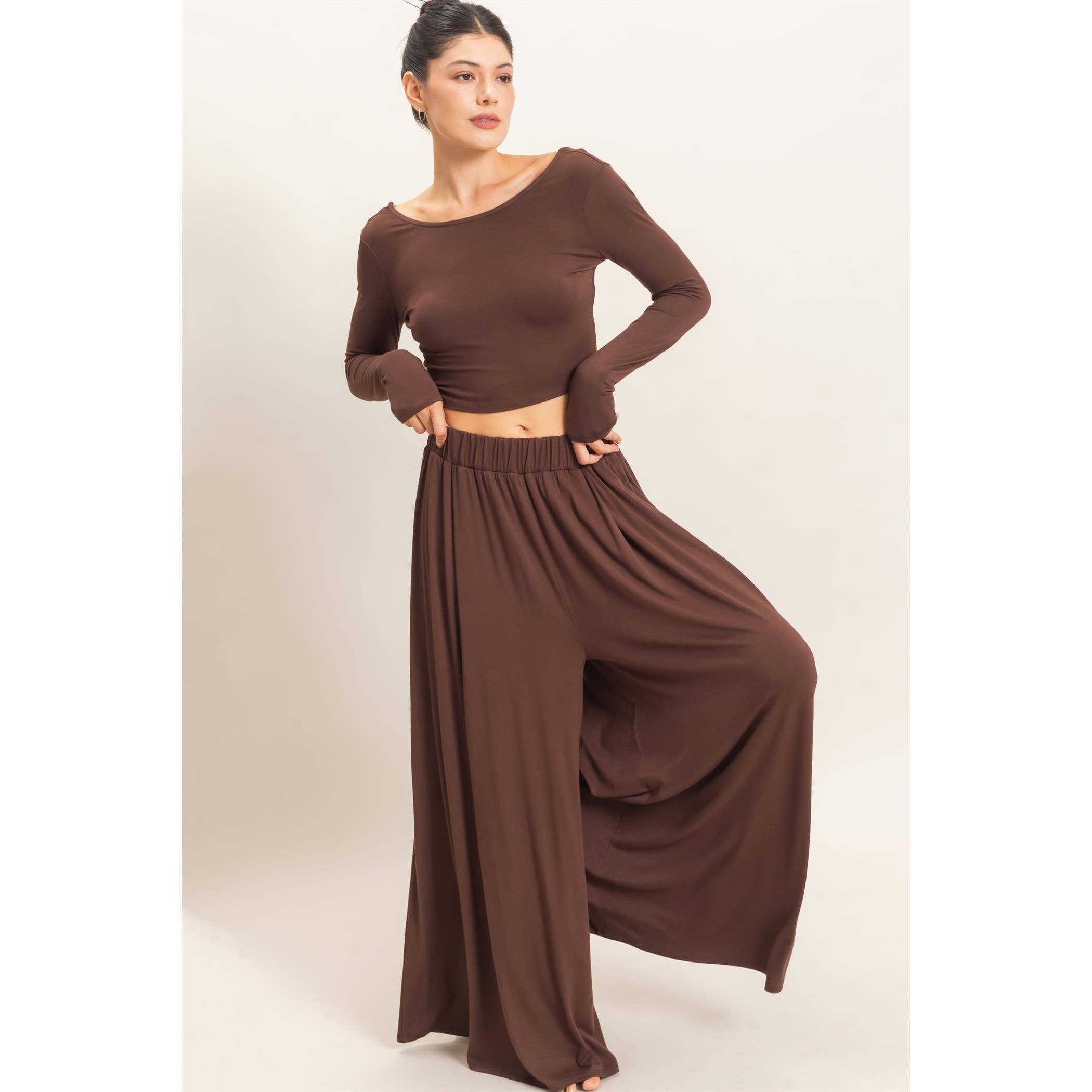 Long Sleeve Top & Wide Leg Pants Set