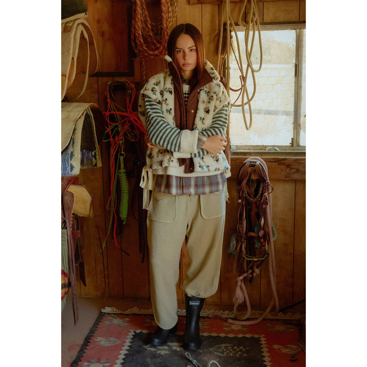 Mixed Pattern Long Sleeve Sweater