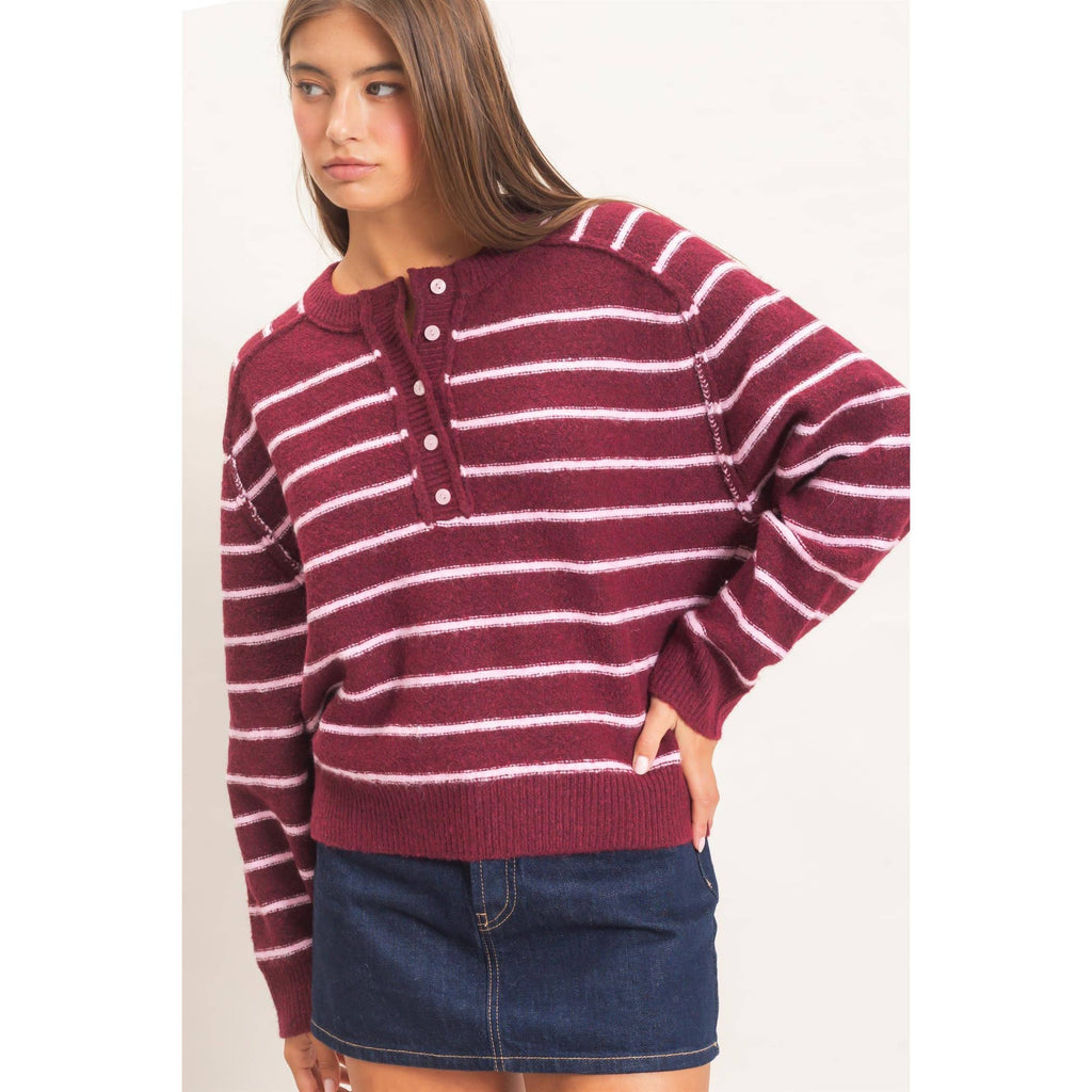 Stripe Henley Sweater
