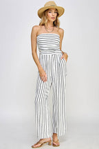 JR16435FS - TUBE TOP W/SHIRRING PALAZZO ROMPER