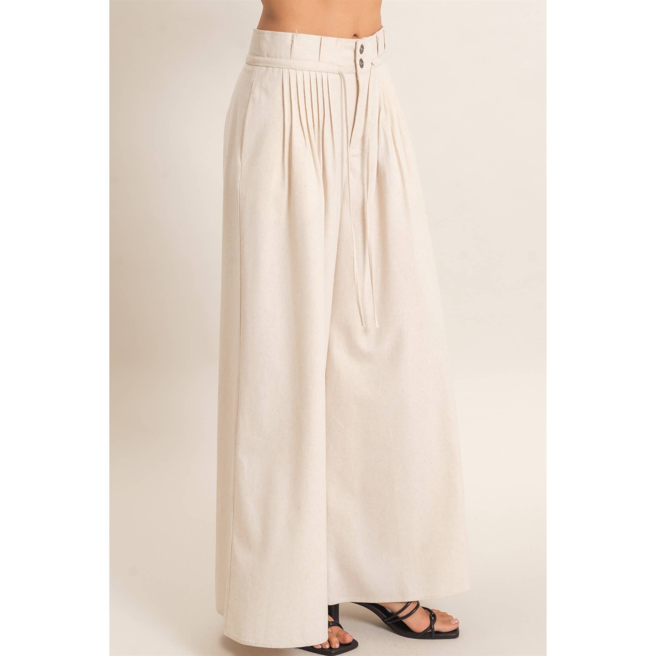 High-Waisted Pintuck Trousers