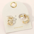 18K Gold Dipped Stone Pave Interlocking Hoop Earrings