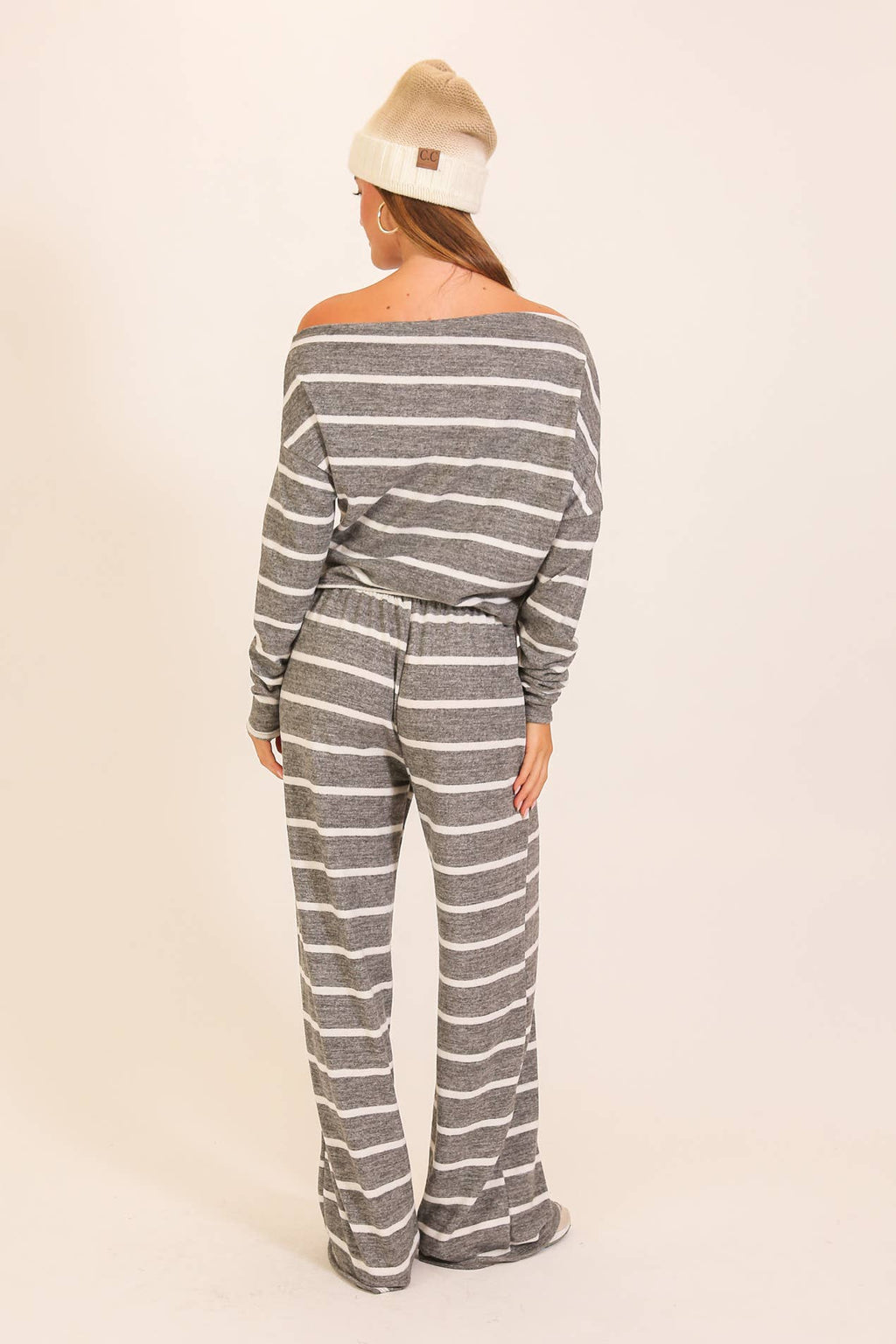 Striped One-Shoulder Lounge Set