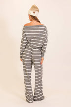 Striped One-Shoulder Lounge Set