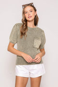Washed Textured Sweater Top