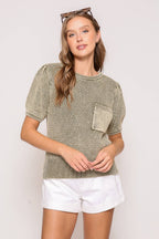 Washed Textured Sweater Top