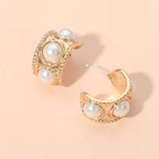 Chunky Textured Pearl Hoop Earrings