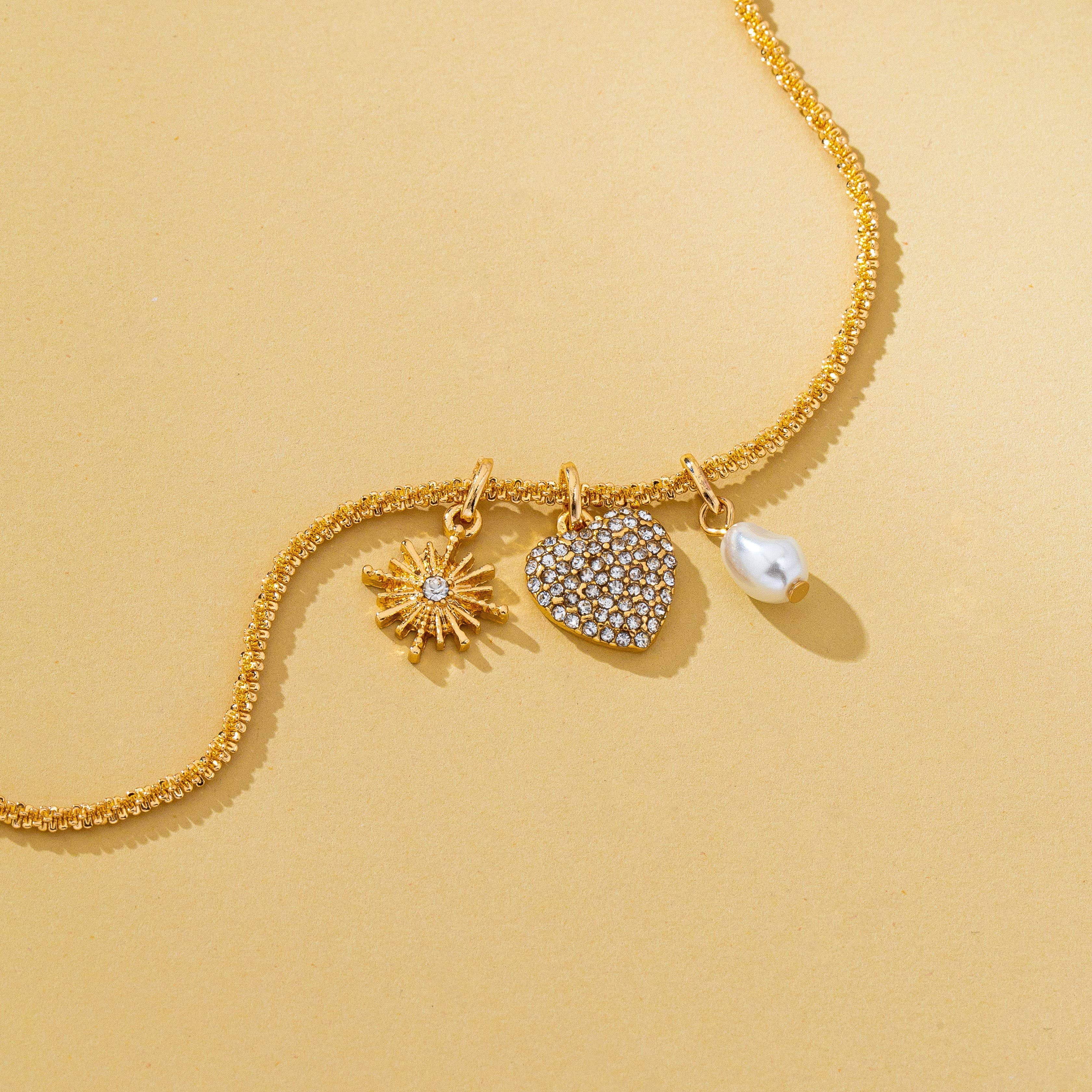Celestial Heart & Pearl Charm Necklace | 80N93235