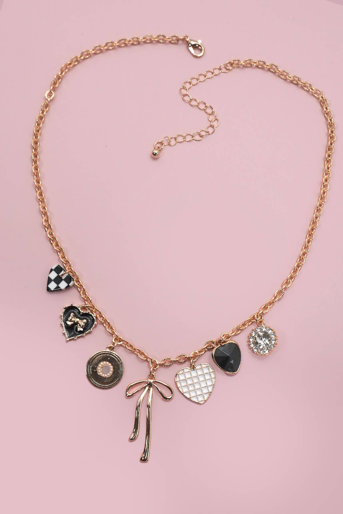 Bow Checker Necklace