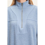 Ribbed Knit Half-Zip Pullover