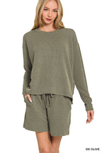 ..Ribbed Short Sleeve Tee & Pants 2PC Set