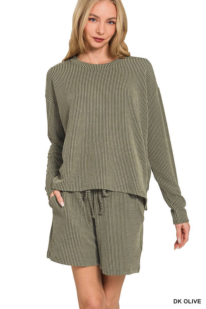 ..Ribbed Short Sleeve Tee & Pants 2PC Set