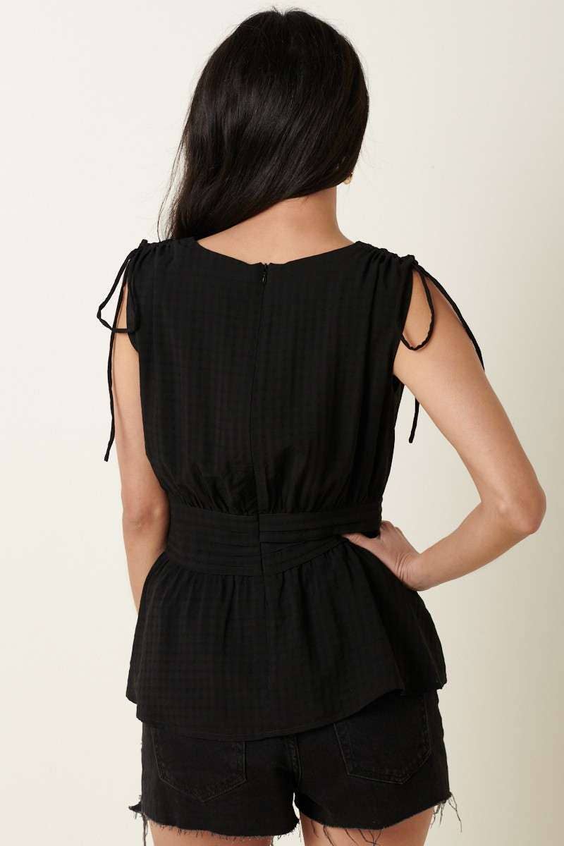 V NECK PEPLUM SLEEVELESS BLOUSE