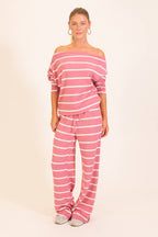 Striped One-Shoulder Lounge Set