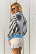 PT20069-1 Tessa Striped Quarter Zip Sweatshirt