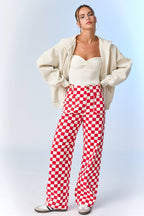 Berry Checkered Jeans