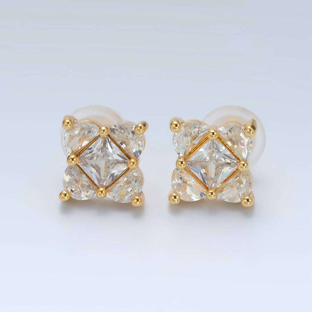 24K Gold Filled Geometric Square Stud Earring