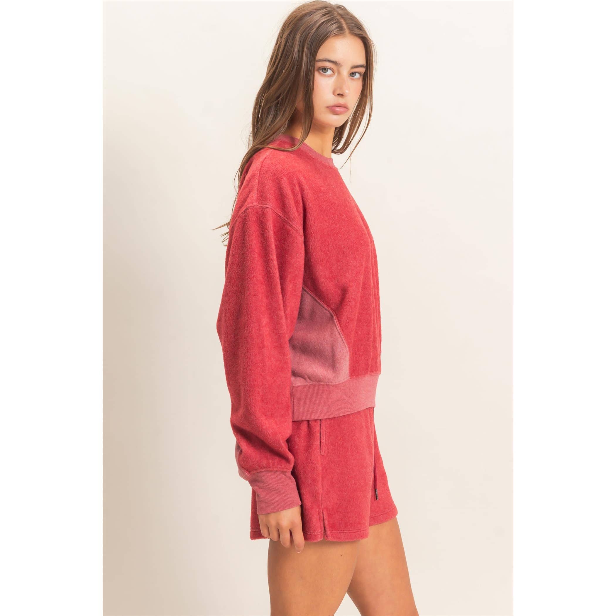 Contrast Sweatshirt & Shorts Set