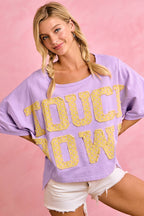 GAMEDAY THEME POLKA DOT PATCHES SHORT SLEEVES TOP