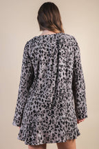 ND31903-Leopard Printed Pleated Mini Dress