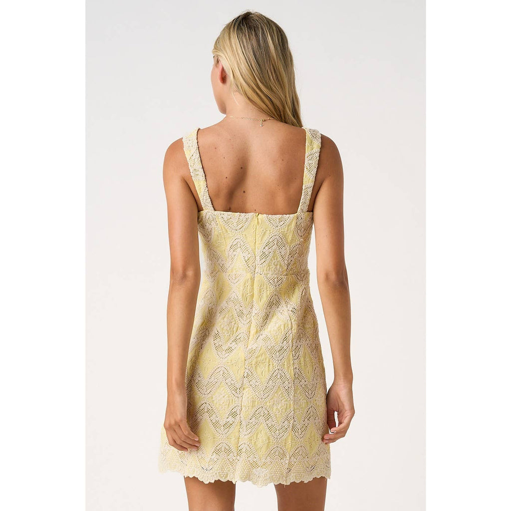 EMBROIDERED SCALLOP HEM SLEEVELESS MINI DRESS