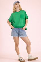 NT12626-Dolman Sleeve Textured Knit Casual Top