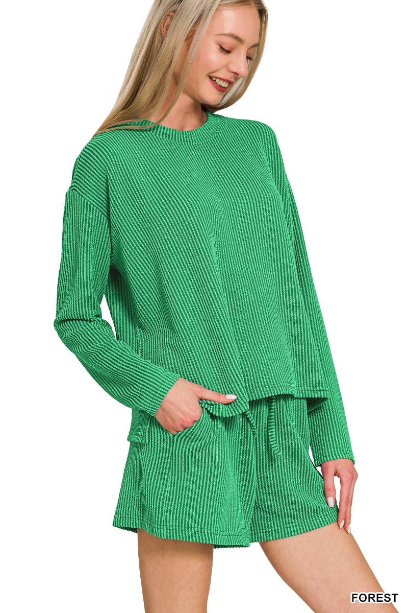..Ribbed Short Sleeve Tee & Pants 2PC Set
