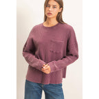 Mineral Wash Waffle Long Sleeve Top