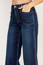 P7117W-DK HIGH RISE PATCH POCKET WIDE LEG